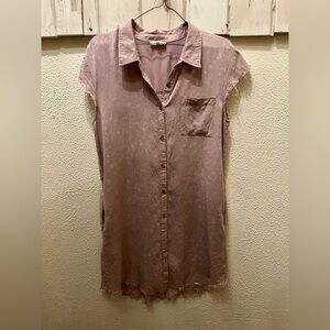 Relax fit collar dress with rustic dusty rose color.